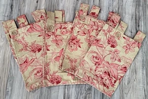 VTG NOS - JcPenney Chris Madden Clementine Beige Burgundy Tab Top Valances Qty 4 - Picture 1 of 6