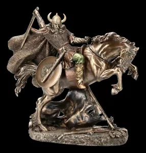 Wikinger Figur auf Pferd im Kampf - Veronese Statue bronziert Krieger - Bild 1 von 8