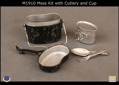 Taza y cubiertos de infantería alemana de la Primera Guerra Mundial Batalla de Lieja M1910 escala 1/6  Foto 1 de 4