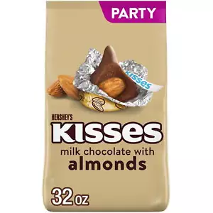 Hershey's Kisses Milk Chocolate with Almonds Candy, Party Pack 32 oz - Picture 1 of 6