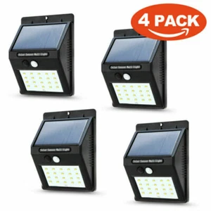 4X 20 LED Solar Sensor Flood Lights Wall Outdoor Garden Path Fence Lamp Security - Picture 1 of 12