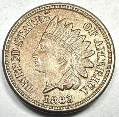 1863 INDIAN CENT PENNY COPPER NICKEL AU+ TYPE COIN PARTING OUT LOT CIVIL WAR! - Image 1 of 2