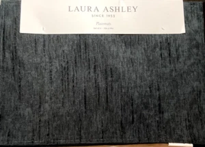 LAURA ASHLEY PLACEMATS (4) BLACK VELOUR  13 X 19 100% POLYESTER NIP - Picture 1 of 2