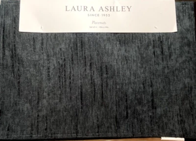 LAURA ASHLEY PLACEMATS (4) BLACK VELOUR  13 X 19 100% POLYESTER NIP - Image 1 of 2