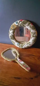 Kitch ! Ensemble De Miroir Rond Et Face-A-Main Année 60  - Imagen 1 de 7