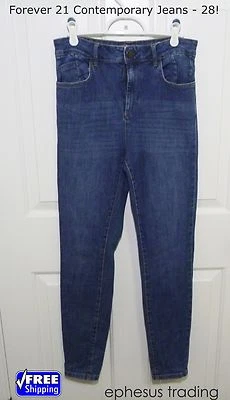 Pantalones de mezclilla ajustados contemporáneos Forever 21 F21 azul talla 28 + ¡CAMISETA EXTRA ROJA! Foto 1 de 4