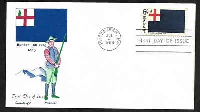 #1351 6c Historic Flags -Bunker Hill Flag- Cachet Craft FDC - Image 1 of 2