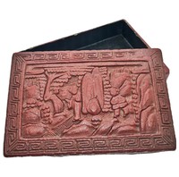 Authentic Antique Chinese Hand Carved Cinnabar Lacquer- Asian Artwork Box Old