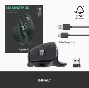 Logitech MX Master 3S Maus für Mac PC Laptop IPAD ANDROID - Maus Kabellos ULTRA - Bild 1 von 7