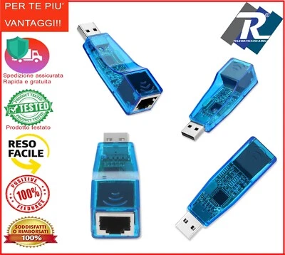Convertitore USB 2.0 Lan RJ45 Ethernet Scheda Rete Adattatore Adapter Laptop PC - Immagine 1 di 4