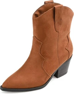 Journee Collection Becker Womens Brown Faux Suede Western Booties US Size 7 - Picture 1 of 5