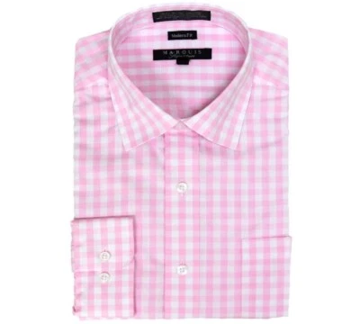 Camisa Marquis Signature Gingham Cuadros Calce Moderno Manga Larga Rosa 3XL 19-19.5 Foto 1 de 4
