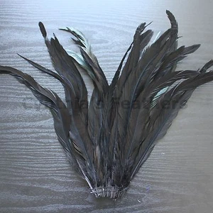 25 piezas 12-14" largo teñido negro gallo COQUE cola plumas para manualidades, NUEVO - Imagen 1 de 2