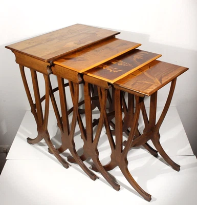 Émile Gallé (1846-1904) Art Nouveau Nesting Tables Nesting Tables Inlaid c. 1900 - Image 1 of 4