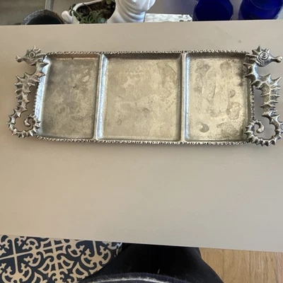 Mud Pie Seahorse Aluminum Rectangular Tray - Image 1 of 4