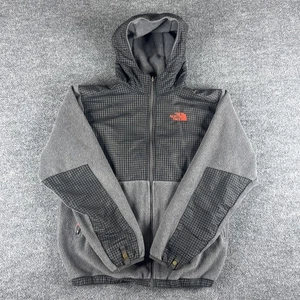 The North Face TNF Boys XL Gray Plaid Denali Jacket Polartec Fleece Hooded - Picture 1 of 8
