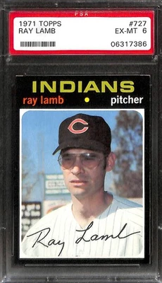 1971 TOPPS #727 RAY LAMB PSA 6 EX-MT 06317386  - Image 1 of 3