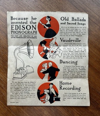 Folheto fonógrafo 1910 Edison Wm J Hawley Canandaigua NY publicidade de inventor - Imagem 1 de 2