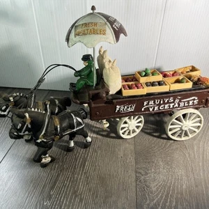 Vintage Cast Iron Horse With Wagon Fruits and Vegetables Cart - Picture 1 of 9