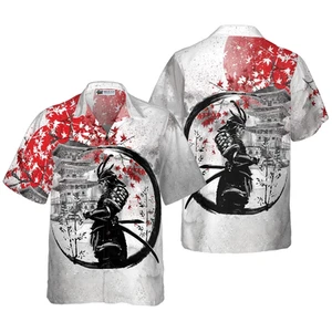 Samurai Skull Warrior Hawaiian Shirt Aloha Shirt For Men and Wome - Picture 1 of 6