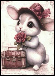 Postkarte - Hase - Valentinstag - leere Rückseite - 4" x 5 1/2" - CL463 - Bild 1 von 2