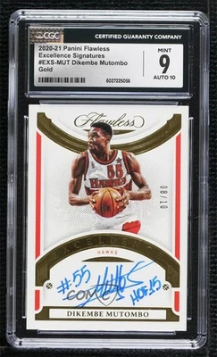 2020 Flawless Excellence Signatures Gold /10 Dikembe Mutombo CGC 9 Mint Auto HOF - Image 1 of 2