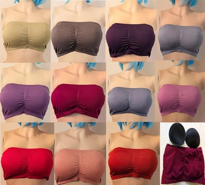 Top bandeau de microfibra sin costuras Zenana con almohadillas - Juego de 3 - 1X/2X Foto 1 de 4