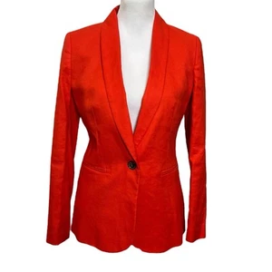 J.CREW Parke Blazer Women’s 2 Red Linen Blend Lightweight Office Tailored New - Picture 1 of 14
