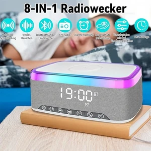 8in1 Radiowecker Uhrenradio Wecker, QI-Ladefunktion, Bluetooth Lautsprecher,RGB - Bild 1 von 18