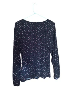 Banana Republic Black Floral Womens Blouse Shirt Size Medium Round Neck - Picture 1 of 5