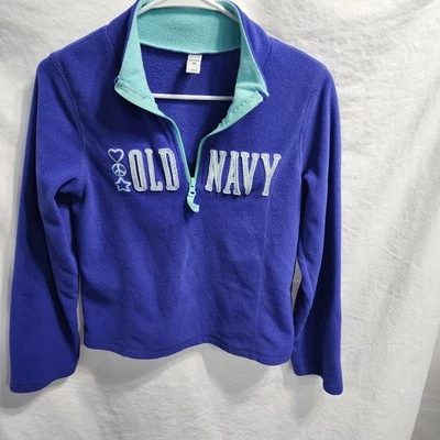 Old Navy Fleece Sweater Youth Girl Size xl 1/4 Zip Purple Teal Vintage Y2k — 第 1/3 张图片