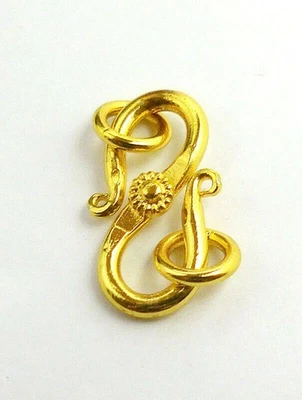 6 PCS 21X12MM SOLID COPPER BALI  S HOOK CLASP 18K GOLD PLATED 646 ATL-240 - Image 1 of 3