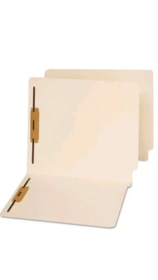 Carpetas de archivo reforzadas con lengüeta de extremo recto de 2 sujetadores, tamaño letra, Manila, 50/caja Foto 1 de 4