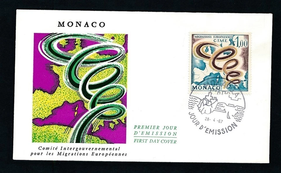 D455633 Monaco FDC Intergovernmental Committee European Migration 1967 - Image 1 of 1