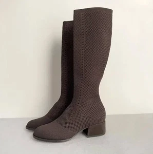 Eileen Fisher Alas hohe dehnbare Strick-Obermaterial Stiefel in Braun Größe 10 - Bild 1 von 14