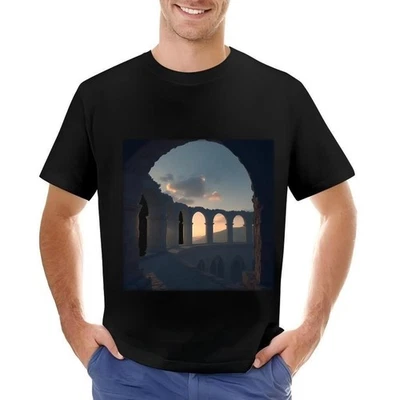 Men's Cotton Short Sleeve T-Shirt with Intricate Ancient Stone Arch -All-cotton - Image 1 of 4