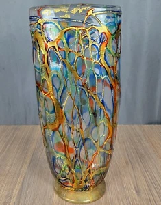 Jarrón de cristal de Murano Enrico Cammozzo 15 3/8" hoja de oro multicolor - Imagen 1 de 12