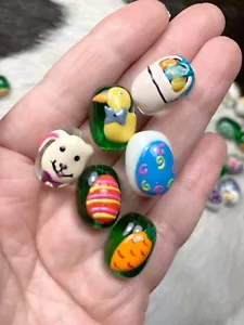 Easter Egg Beads Bunny Duck Carrot Beads for Jewelry Making Oval 20 pcs Mix  - Picture 1 of 8