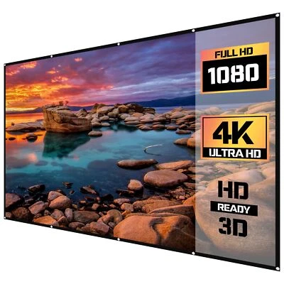 Portable Foldable Projector Screen 16:9 HD Outdoor Home Cinema Theater 3D Movie - Image 1 of 4