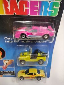 1987 3pk, Hot Wheels Color Racers, Green Jeep, Pink Countach (W/ Decals), NOS!!