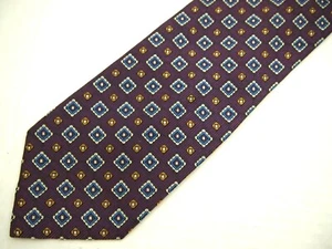 Jos A Bank Mens Necktie Tie Purple Blue Orange Geometri Silk 60" - Picture 1 of 4