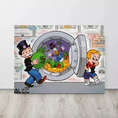 Alec Monopoly Canvas "Richie and Monopoly Outside Scrooge's Vault" Wall Art - Image 1 of 4