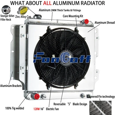 CU2101 3Row Aluminum Radiator Shroud Fan For 1987-2006 Jeep Wrangler TJ YJ L4 L6 Foto 1 de 4