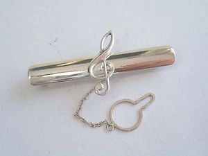 Fermacravatta With Treble Clef Silver 925 - Tie Man Woman - Sol - Picture 1 of 5