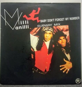 Milli Vanilli – Baby Don't Forget My Number (Subway Mix). Australian Pressing - Picture 1 of 5