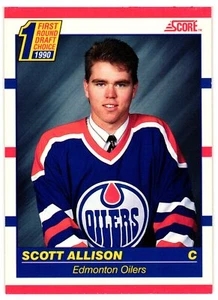 1990-91 Score Canadian #424 Scott Allison Edmonton Oilers Rookie - Picture 1 of 2