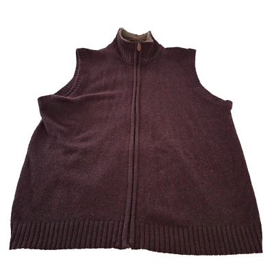 毛衣背心全拉链羊毛领 XL 勃艮第 90 年代爷爷学院 Haggar — 第 1/4 张图片