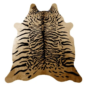 Tappeto in vera pelle di mucca 8x7 piedi stampa TIGRE DEL BENGAL stampata naturale pelle di mucca zebrata marrone - Foto 1 di 3