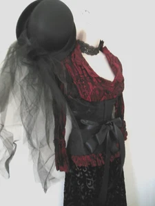 Steampunk Kostüm, Viktorianisches Kostüm, weinrote Bluse - Bild 1 von 6