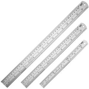 Metal Straight Edge Ruler Set - Stainless Steel 6 Inch, 12 Inch, 16 Inch - Bulk - Picture 1 of 12